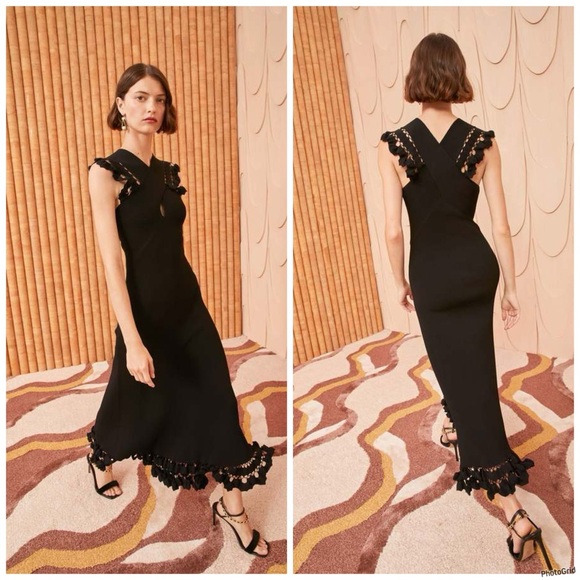 Ulla Johnson Fiora Midi Dress Black Whimsigoth Old Money Minimalist NWT Size XL